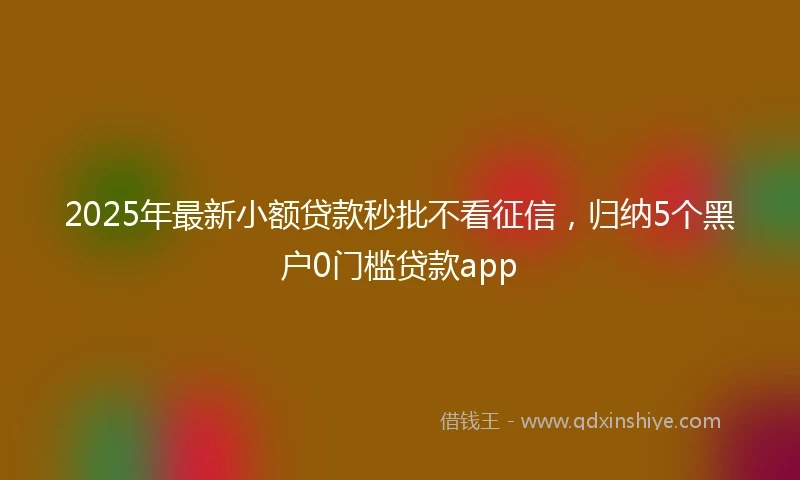 2025年最新小额贷款秒批不看征信，归纳5个黑户0门槛贷款app