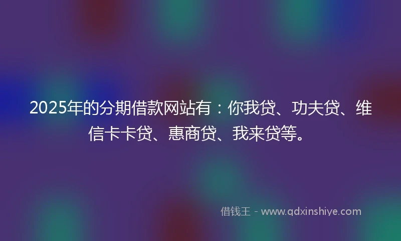 2025年的分期借款网站有：你我贷、功夫贷、维信卡卡贷、惠商贷、我来贷等。