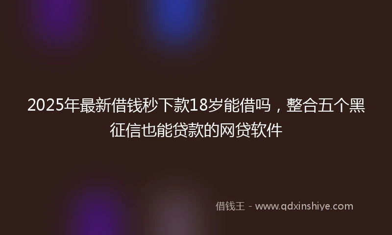 2025年最新借钱秒下款18岁能借吗，整合五个黑征信也能贷款的网贷软件