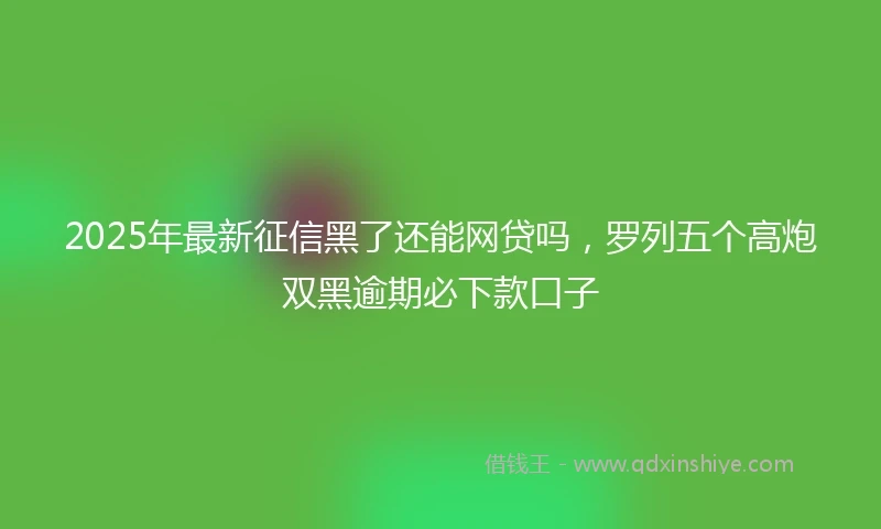 2025年最新征信黑了还能网贷吗，罗列五个高炮双黑逾期必下款口子