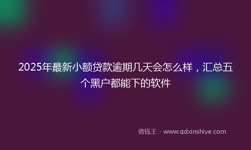 2025年最新小额贷款逾期几天会怎么样，汇总五个黑户都能下的软件