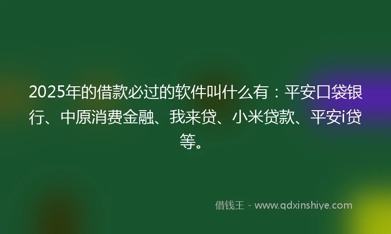 2025年的借款必过的软件叫什么有：平安口袋银行、中原消费金融、我来贷、小米贷款、平安i贷等。