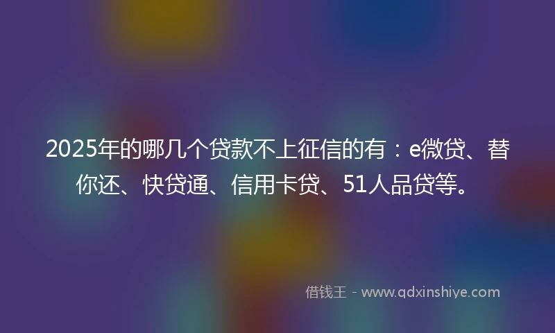 2025年的哪几个贷款不上征信的有：e微贷、替你还、快贷通、信用卡贷、51人品贷等。