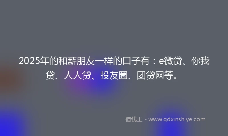 2025年的和薪朋友一样的口子有：e微贷、你我贷、人人贷、投友圈、团贷网等。