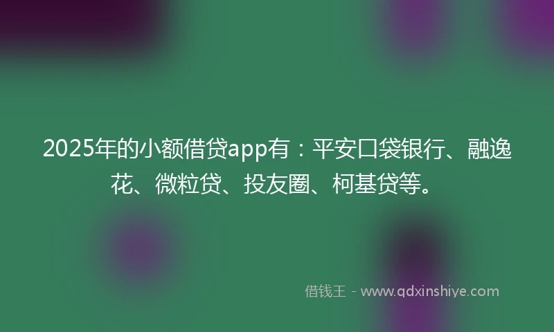 2025年的小额借贷app有：平安口袋银行、融逸花、微粒贷、投友圈、柯基贷等。
