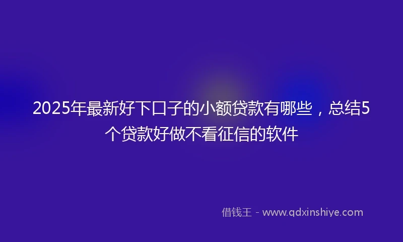 2025年最新好下口子的小额贷款有哪些，总结5个贷款好做不看征信的软件