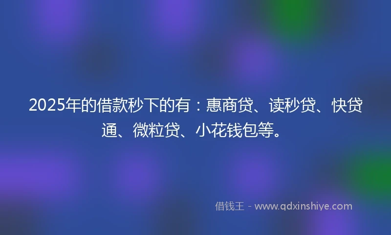 2025年的借款秒下的有：惠商贷、读秒贷、快贷通、微粒贷、小花钱包等。