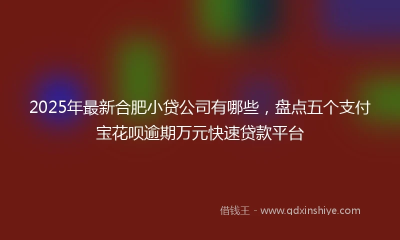2025年最新合肥小贷公司有哪些，盘点五个支付宝花呗逾期万元快速贷款平台