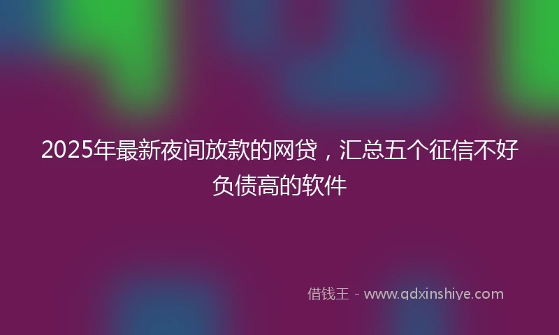 2025年最新夜间放款的网贷，汇总五个征信不好负债高的软件
