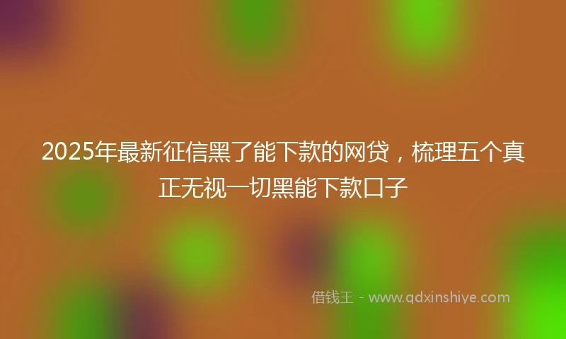 2025年最新征信黑了能下款的网贷，梳理五个真正无视一切黑能下款口子