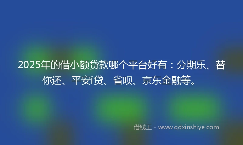 2025年的借小额贷款哪个平台好有：分期乐、替你还、平安i贷、省呗、京东金融等。