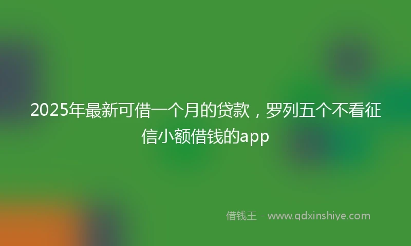 2025年最新可借一个月的贷款，罗列五个不看征信小额借钱的app