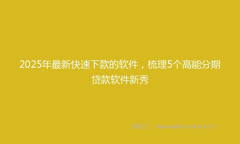 2025年最新快速下款的软件，梳理5个高能分期贷款软件新秀