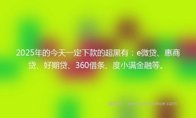 2025年的今天一定下款的超黑有：e微贷、惠商贷、好期贷、360借条、度小满金融等。