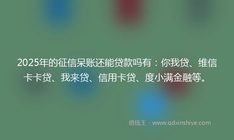 2025年的征信呆账还能贷款吗有：你我贷、维信卡卡贷、我来贷、信用卡贷、度小满金融等。