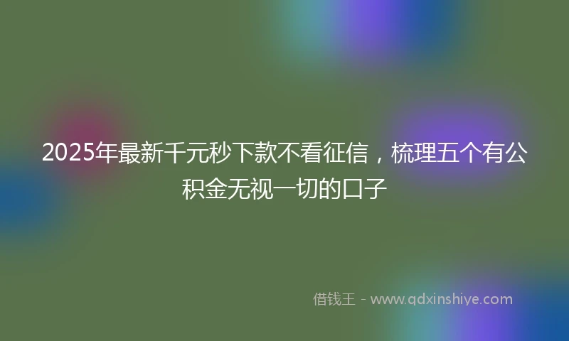 2025年最新千元秒下款不看征信，梳理五个有公积金无视一切的口子