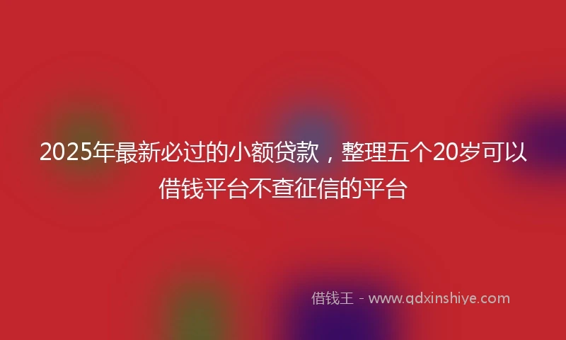2025年最新必过的小额贷款，整理五个20岁可以借钱平台不查征信的平台
