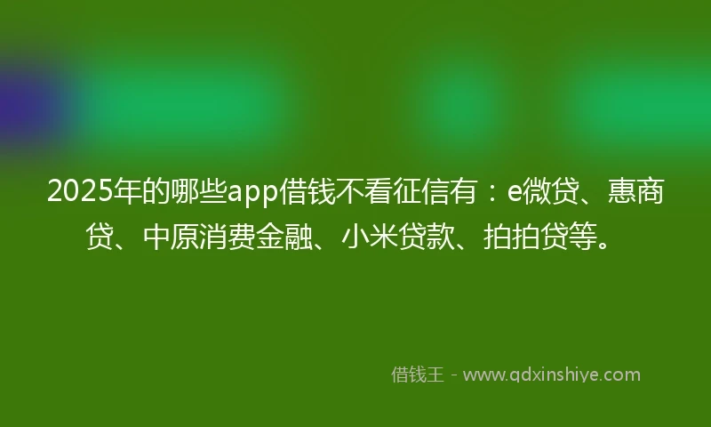 2025年的哪些app借钱不看征信有：e微贷、惠商贷、中原消费金融、小米贷款、拍拍贷等。