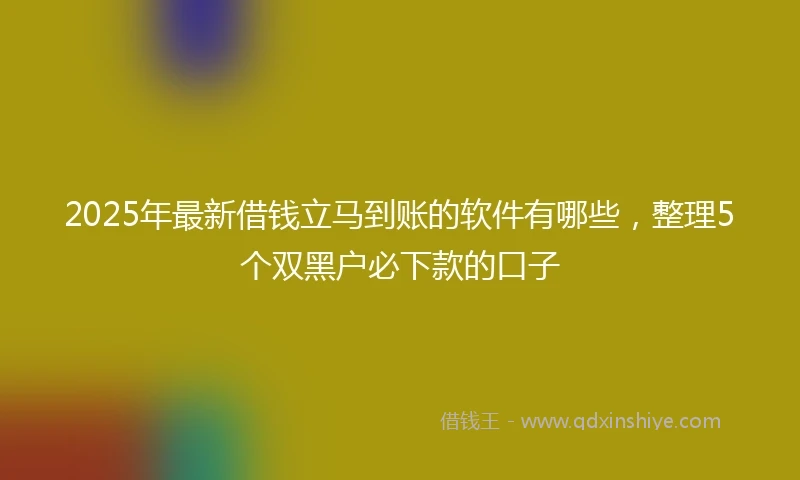 2025年最新借钱立马到账的软件有哪些，整理5个双黑户必下款的口子