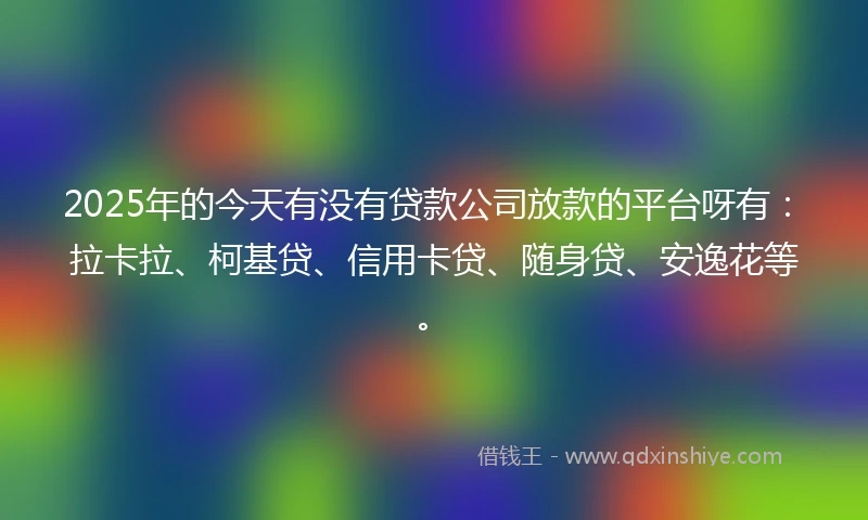 2025年的今天有没有贷款公司放款的平台呀有：拉卡拉、柯基贷、信用卡贷、随身贷、安逸花等。