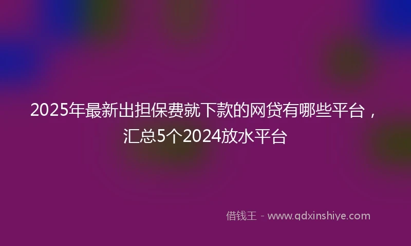 2025年最新出担保费就下款的网贷有哪些平台，汇总5个2024放水平台