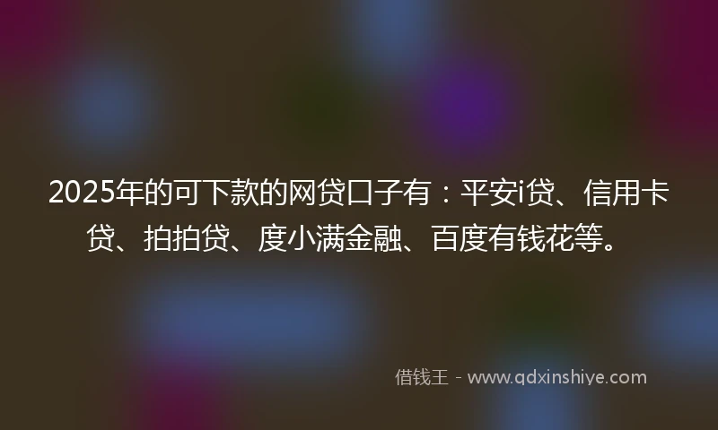 2025年的可下款的网贷口子有：平安i贷、信用卡贷、拍拍贷、度小满金融、百度有钱花等。