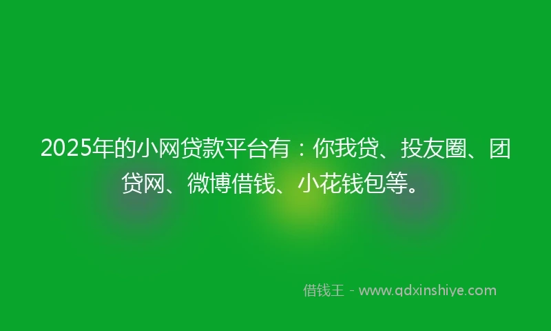 2025年的小网贷款平台有：你我贷、投友圈、团贷网、微博借钱、小花钱包等。