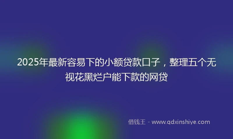 2025年最新容易下的小额贷款口子，整理五个无视花黑烂户能下款的网贷