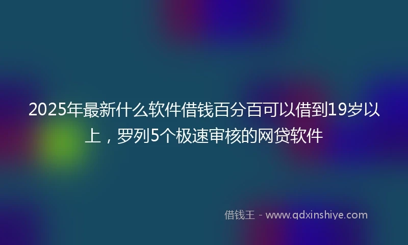 2025年最新什么软件借钱百分百可以借到19岁以上，罗列5个极速审核的网贷软件