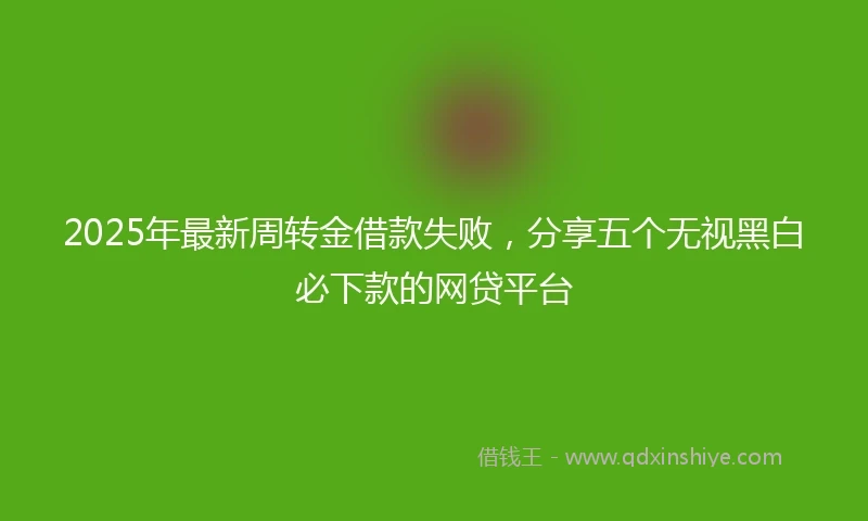 2025年最新周转金借款失败，分享五个无视黑白必下款的网贷平台