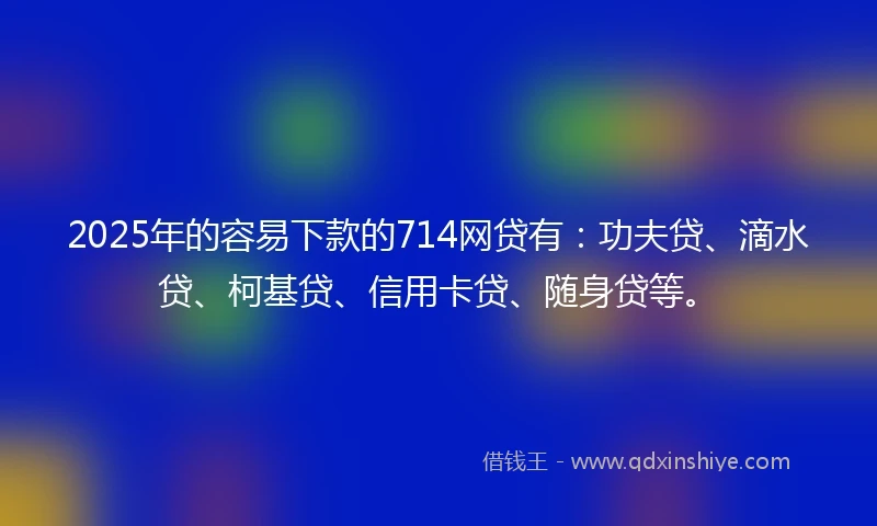 2025年的容易下款的714网贷有：功夫贷、滴水贷、柯基贷、信用卡贷、随身贷等。