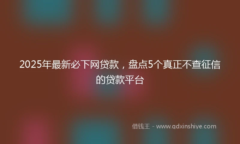 2025年最新必下网贷款，盘点5个真正不查征信的贷款平台