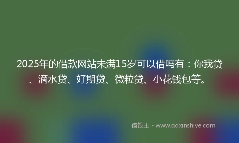 2025年的借款网站未满15岁可以借吗有：你我贷、滴水贷、好期贷、微粒贷、小花钱包等。