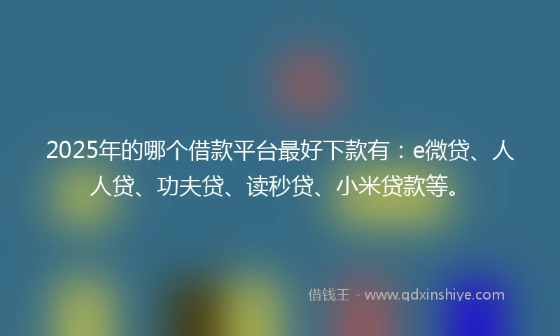 2025年的哪个借款平台最好下款有：e微贷、人人贷、功夫贷、读秒贷、小米贷款等。