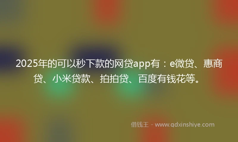 2025年的可以秒下款的网贷app有：e微贷、惠商贷、小米贷款、拍拍贷、百度有钱花等。