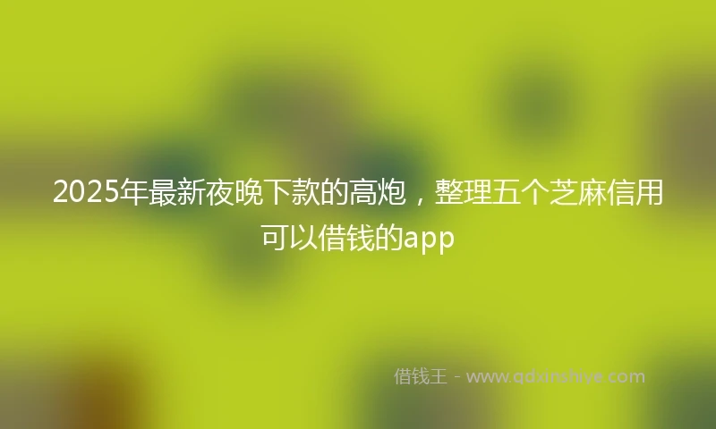 2025年最新夜晚下款的高炮，整理五个芝麻信用可以借钱的app