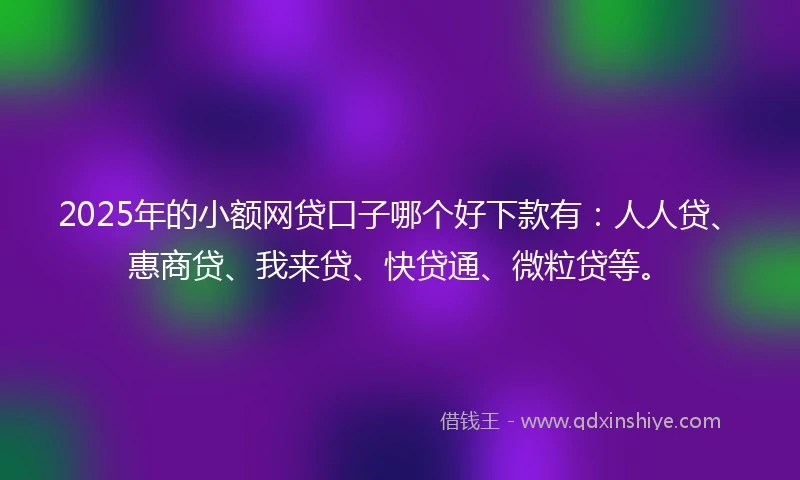 2025年的小额网贷口子哪个好下款有：人人贷、惠商贷、我来贷、快贷通、微粒贷等。