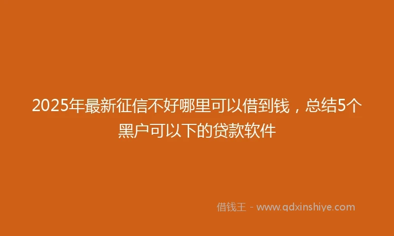 2025年最新征信不好哪里可以借到钱，总结5个黑户可以下的贷款软件