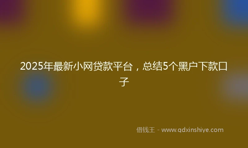 2025年最新小网贷款平台，总结5个黑户下款口子