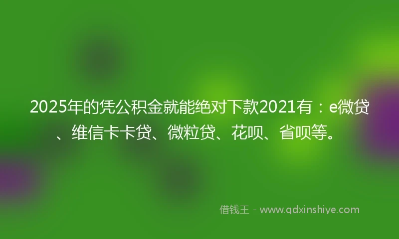 2025年的凭公积金就能绝对下款2021有：e微贷、维信卡卡贷、微粒贷、花呗、省呗等。