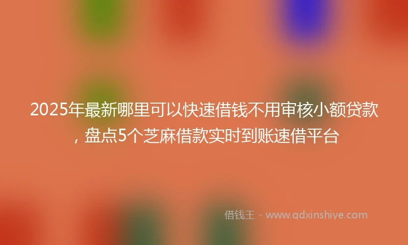 2025年最新哪里可以快速借钱不用审核小额贷款，盘点5个芝麻借款实时到账速借平台