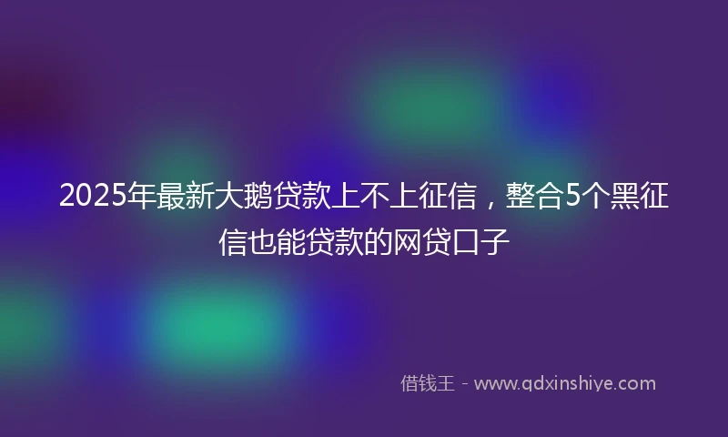 2025年最新大鹅贷款上不上征信，整合5个黑征信也能贷款的网贷口子