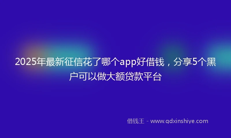 2025年最新征信花了哪个app好借钱，分享5个黑户可以做大额贷款平台