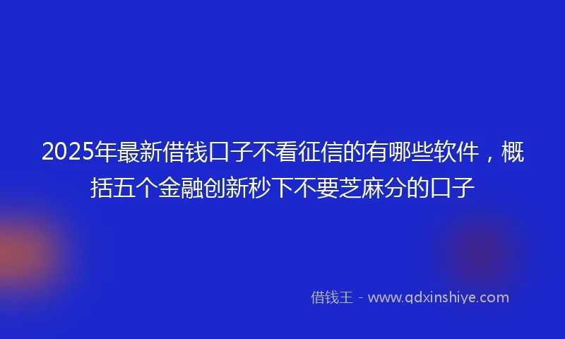 2025年最新借钱口子不看征信的有哪些软件，概括五个金融创新秒下不要芝麻分的口子