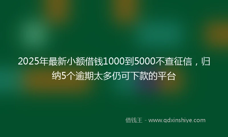 2025年最新小额借钱1000到5000不查征信，归纳5个逾期太多仍可下款的平台