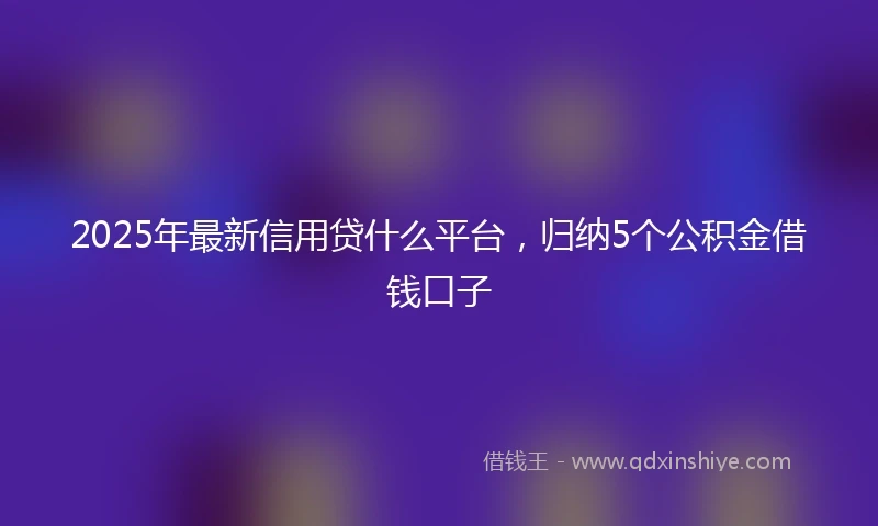 2025年最新信用贷什么平台，归纳5个公积金借钱口子