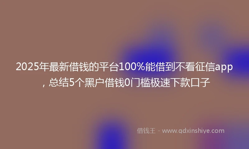 2025年最新借钱的平台100%能借到不看征信app，总结5个黑户借钱0门槛极速下款口子