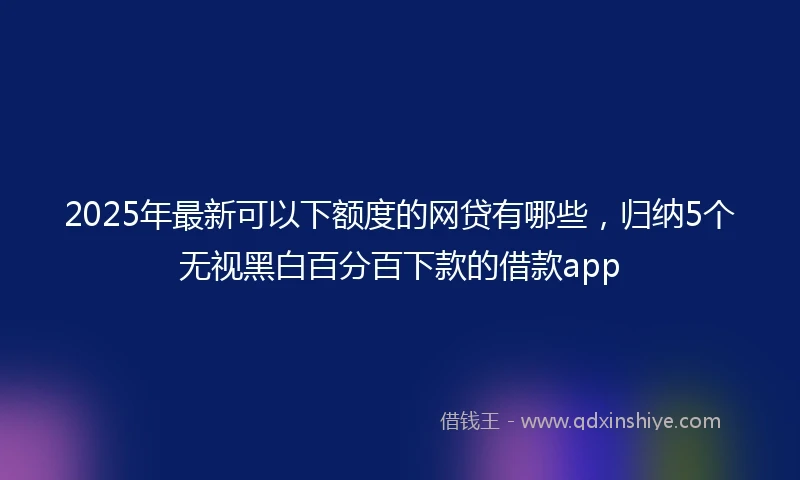 2025年最新可以下额度的网贷有哪些，归纳5个无视黑白百分百下款的借款app