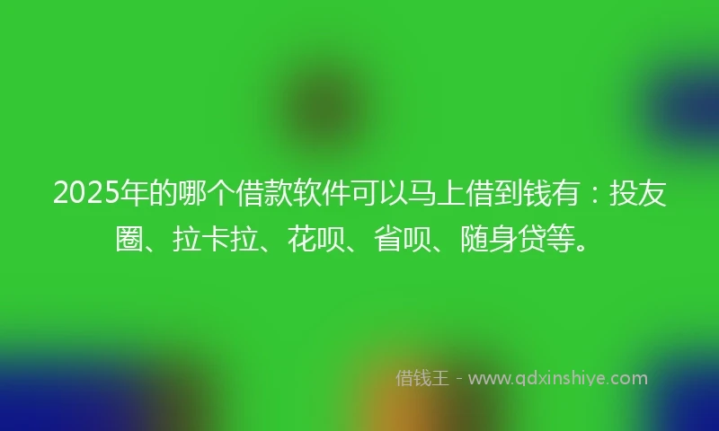 2025年的哪个借款软件可以马上借到钱有：投友圈、拉卡拉、花呗、省呗、随身贷等。