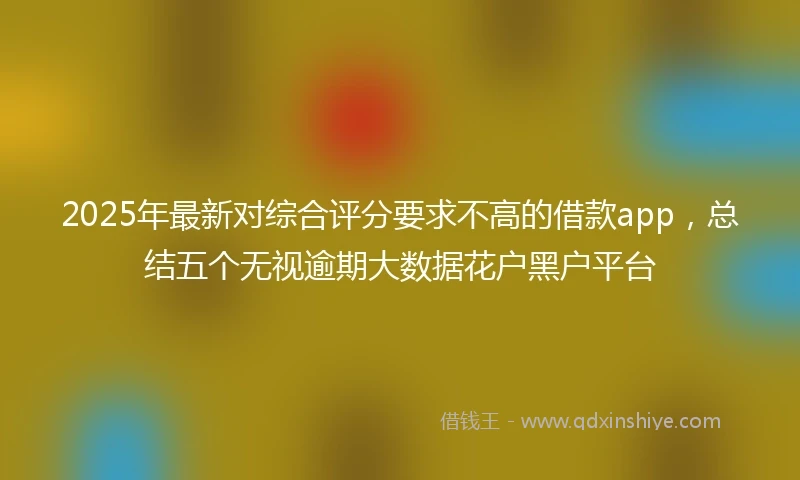 2025年最新对综合评分要求不高的借款app，总结五个无视逾期大数据花户黑户平台